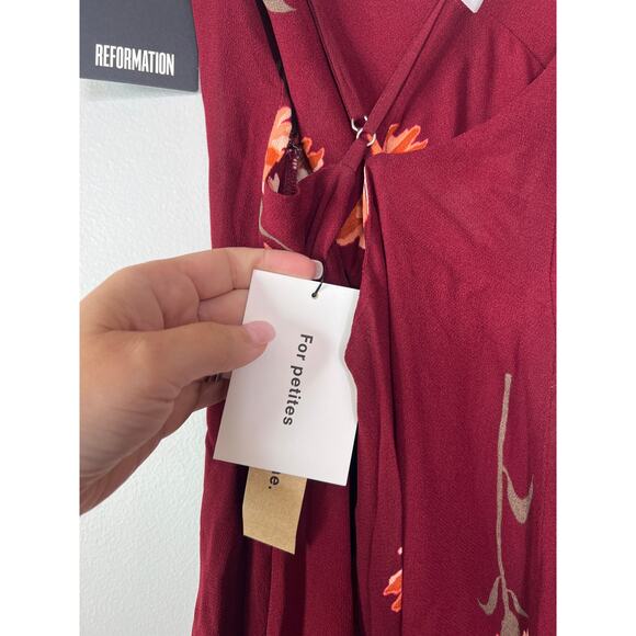 NWT Reformation Renee Auburn Floral Print High Slit Maxi Dress Burgundy Sz Small - Picture 7 of 10